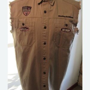 Vintage Harley-Davidson Khaki Button-Up Vest NEW no tag
